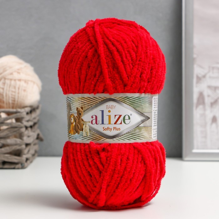 Пряжа "Softy Plus" 100% микрополиэстер 120м/100г  (56 красный)