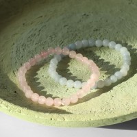 Браслеты парные «Кварц розовый и Аквамарин», 2 шт. шар №6