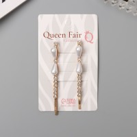 Невидимка для волос «Глория» (набор 2 шт) бант, 6 см, золото