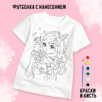 Набор для творчества футболка-раскраска «Аниме девочка», размер 140-146 см