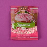 Посыпка кондитерская «Бисер» бело-розовая, 25 г