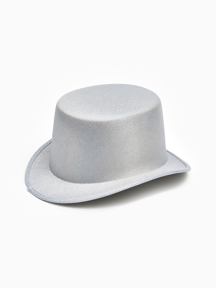 Карнавальная шляпа «Цилиндр», серебряная с блёстками, р-р. 56-58