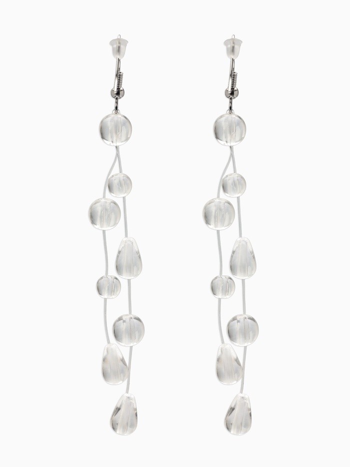 Серьги на леске «Капля росы. Веточка», белые в серебре