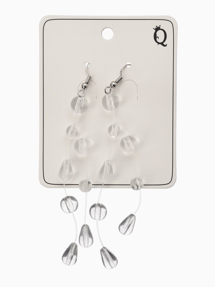 Серьги на леске «Капля росы. Веточка», белые в серебре