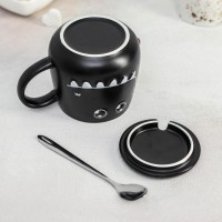 Кружка «Зубастик», 480 мл, с керамической крышкой и ложкой, цвет МИКС