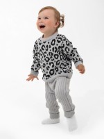Костюм для девочки (джемпер, штаны) вязаный «Крошка Я» Leo Baby, рост 86-92 см, темно-серый