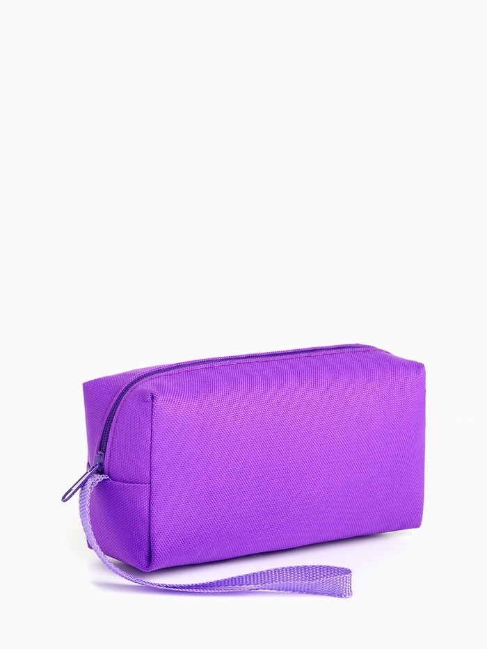 Косметичка на молнии объёмная, с ручкой, маленькая, сиреневая