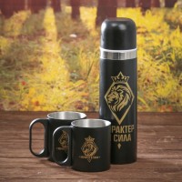 Подарочный набор туристический «Характер и сила»: термос 500 мл, кружка 2 шт.