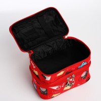 Косметичка - органайзер на молнии, с отделами, маленькая, с рисунком «Котики», красная