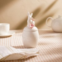 Банка для сыпучих SL Home «Лесные кролики», 220 мл, 7.5×16 см, фарфор, белая