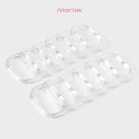 Кольца для штор Доляна, в ванную, пластик, 12 шт., 5.9×3.9 см, прозрачные