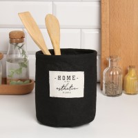 Текстильная корзинка Этель HOME, чёрная, 14×13 см, 50%хл, 50%п/э