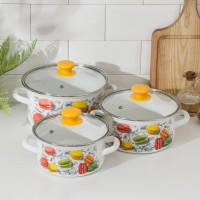 Набор кастрюль «Техас-1-Экстра», 3 предмета: 1,5 л, 2 л, 3 л, стеклянные крышки, индукция, цвет бежевый