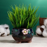 Декоративный горшок для цветов «Бочонок», 150 мл, 5×5×5 см, керамический, МИКС