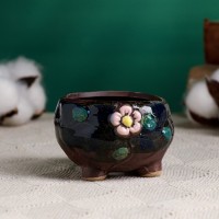 Декоративный горшок для цветов «Бочонок», 150 мл, 5×5×5 см, керамический, МИКС