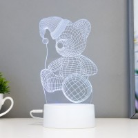 Светильник сенсорный "Мишка в шапке" LED 7 цветов USB/от батареек белый