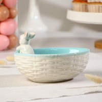 Салатник Доляна «Зайка», 430 мл, 18×14×11 см, голубой