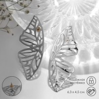 Серьги металл «Бабочки», цвет серебро