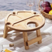 Столик-поднос для вина с менажницей и складными ножками Adelica, на 3 персоны, d=32×2,8 см, берёза