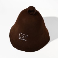 Шапка для бани FINTAMPER, бесшовная, фетр, шерсть мериноса, коричневая