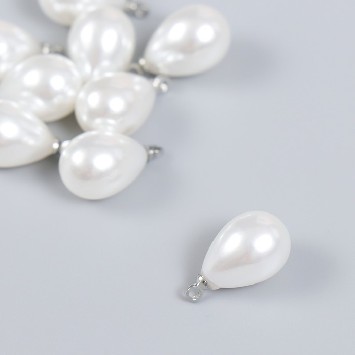 Декор для творчества пластик «Жемчужина-капелька с петелькой» набор 10 шт. 1.4×1 см