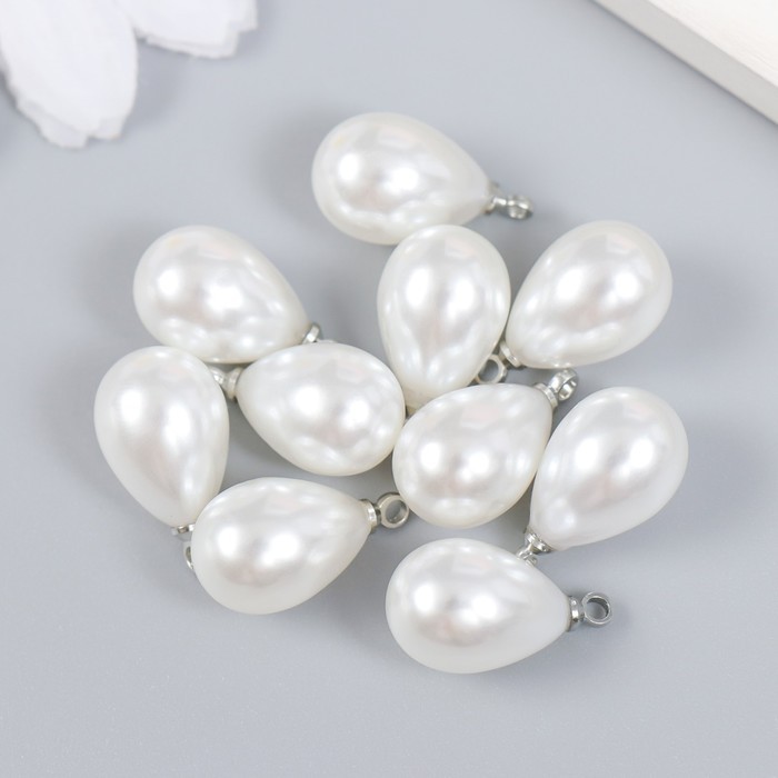 Декор для творчества пластик «Жемчужина-капелька с петелькой» набор 10 шт. 1.4×1 см