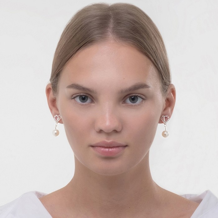 Клипсы «Грация» сердечки с бусиной, цвет МИКС