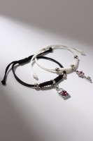 Браслеты парные «Неразлучники» ключик с замком, чёрно-белые, d=7 см