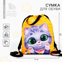 Мешок для обуви «Малыш котёнок» два вида ручек, 31×41 см