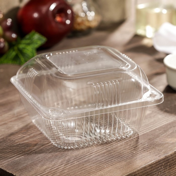 Контейнер одноразовый с неразъёмной крышкой ИП-9А, квадратный, 350 мл, 13×13×7,5 см, 450 шт/уп