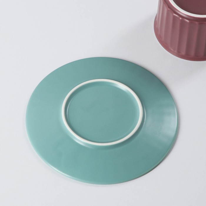 Чайная пара «Профитроль», чашка 200 мл, блюдце d=13,7 см, цвет зеленый/белый