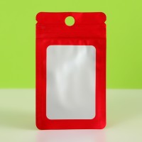 Пакет Зип-лок с окном, с еврослотом, красный, 8×14±5% см