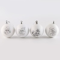 Ёлочные шары под раскраску на новый год «Волшебный праздник», 4 шт, d = 5,5см, набор для творчества