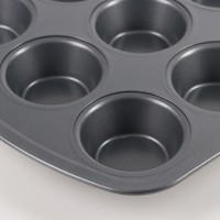 Форма для выпечки Доляна «Круг», 40×28×4 см, 12 ячеек, антипригарное покрытие, цвет чёрный