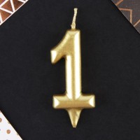 Свеча для торта, цифра «1», золото, 3×6 см