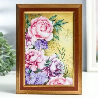 Ключница "Розовые пионы" орех 15х21 см