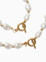 Набор 2 предмета: бусы, браслет «Жемчуг барочный. Капля», 40/18 см, белый в золоте