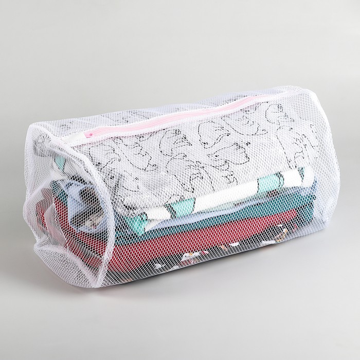 Мешок для стирки белья Доляна, 22×33×19 см, крупная сетка, белый