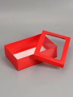 Коробка складная, крышка-дно «Красная», с окном 30×20×9 см