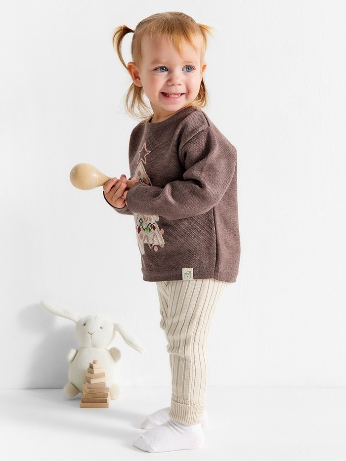 Джемпер вязаный «Крошка Я. Новогодние игрушки», рост 86-92 см, коричневый