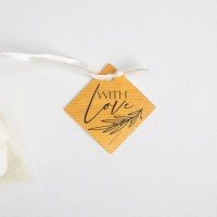 Мешочек подарочный органза, молочный «С любовью», с шильдиком, 20 х 30 см +/- 1.5 см