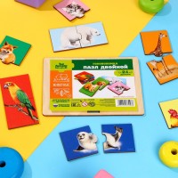 Пазл двойной «Животные» (головоломка), 12 пазлов, 24 детали