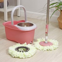 Набор для уборки: ведро с металлической центрифугой 46,5×28,5×23,5 см, 10 л, телескопическая швабра 86-117,5 см, дополнительная насадка из микрофибры 15,5 см, цвет розовый