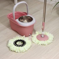Набор для уборки: ведро с металлической центрифугой 46,5×28,5×23,5 см, 10 л, телескопическая швабра 86-117,5 см, дополнительная насадка из микрофибры 15,5 см, цвет розовый