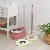 Набор для уборки: ведро с металлической центрифугой 46,5×28,5×23,5 см, 10 л, телескопическая швабра 86-117,5 см, дополнительная насадка из микрофибры 15,5 см, цвет розовый