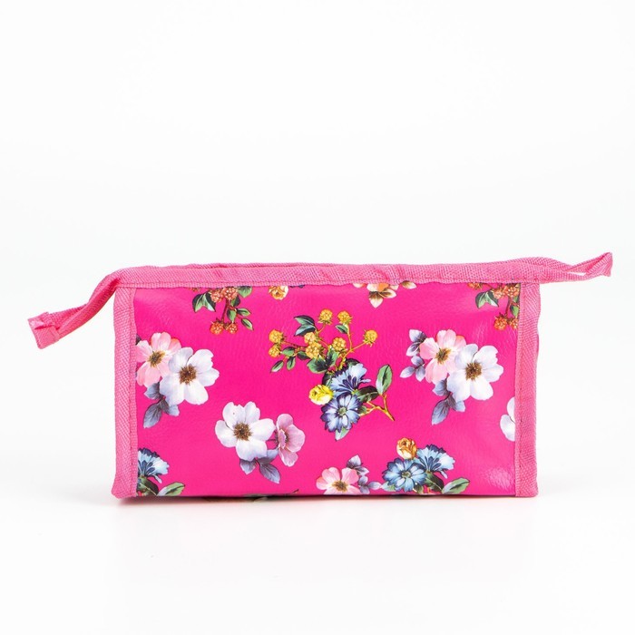 Косметичка на молнии, треугольная, маленькая, с принтом «Полевые цветы» розовый