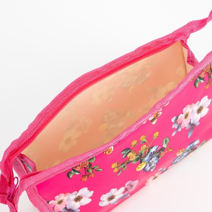 Косметичка на молнии, треугольная, маленькая, с принтом «Полевые цветы» розовый