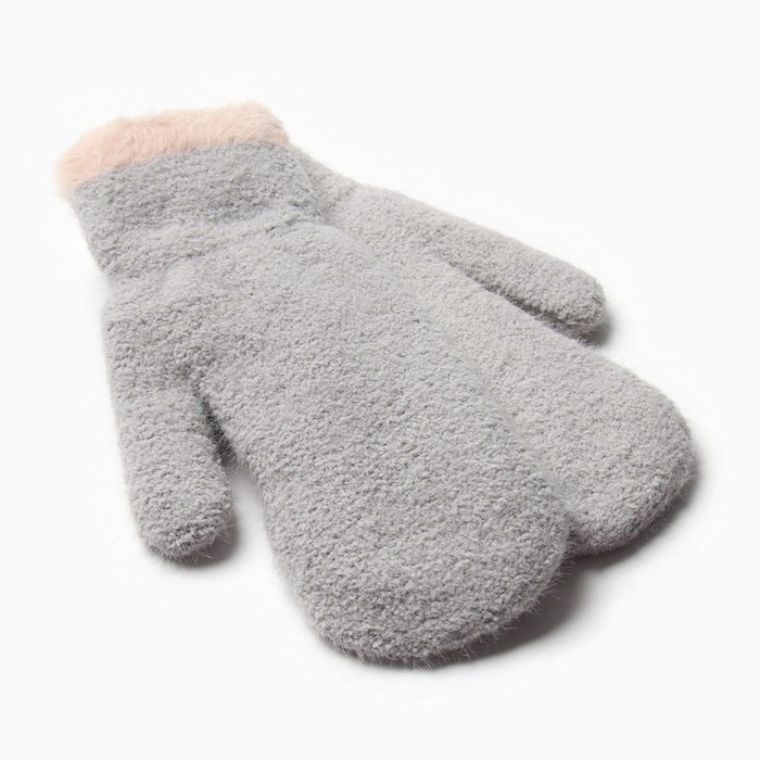 Варежки женские меховые MINAKU опушка, размер 22 см, серые