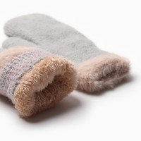 Варежки женские меховые MINAKU опушка, размер 22 см, серые