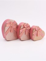 Набор подарочных коробок 3 в 1 сердца, розовый - золотой, 22×20×9; 18.5×17×7.5; 16×14×6 см